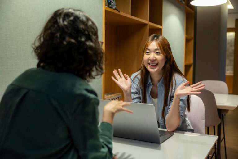 A consultant discussing with a parent about college